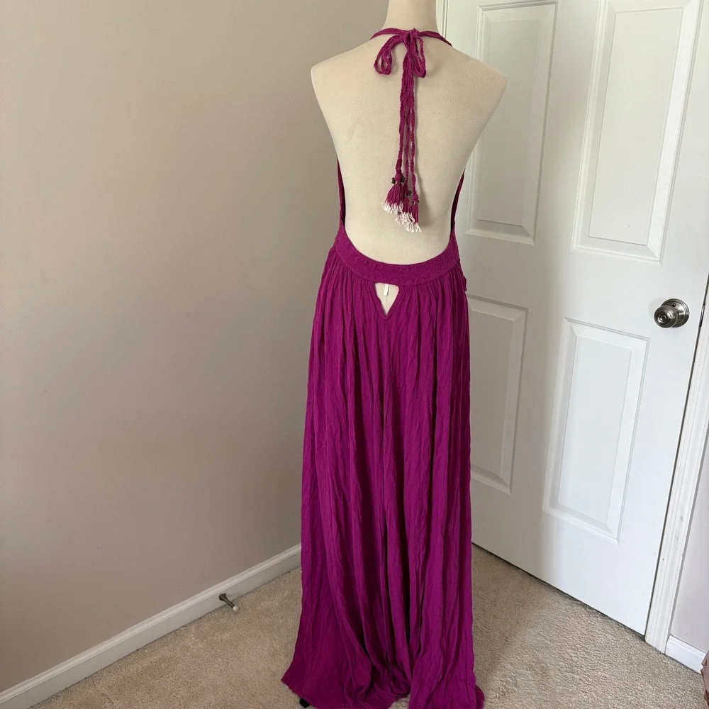 Free People Maxi Dress Look Into The Sun XL Baton Rouge Halter Boho Cutout